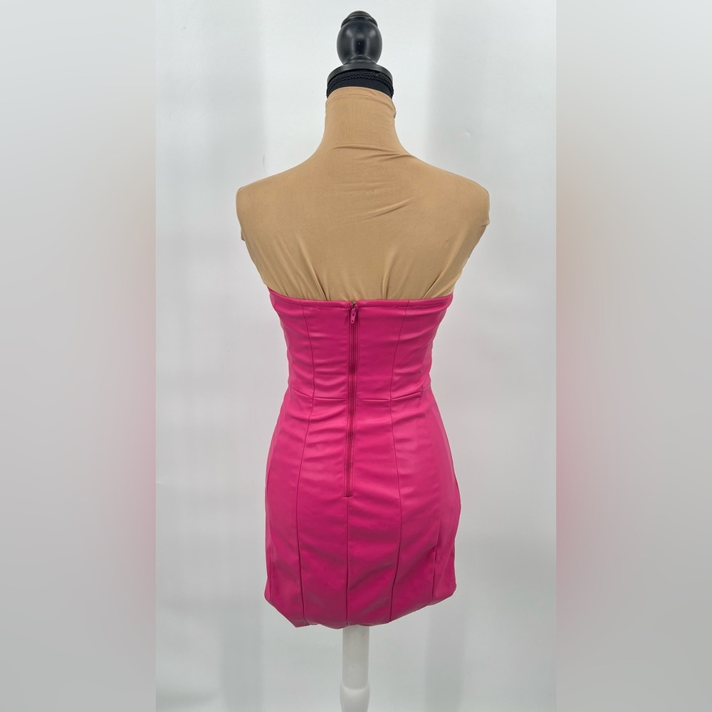 Faux leather hot pink rhinestone mini dress S Barbiecore party club Vegas Bday - Picture 5 of 16
